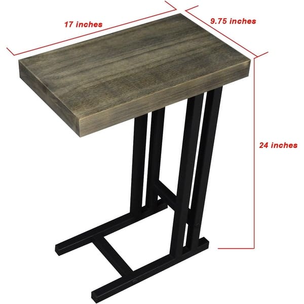 Table/End Table/Laptop Stand, Solid Wood Top & Black Steel Frame ...