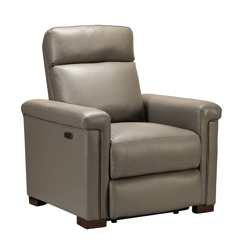 Alicia 34.65" Wide Contemporary Classic Genuine Leather Power Recliner With USB Port (Set of 2)