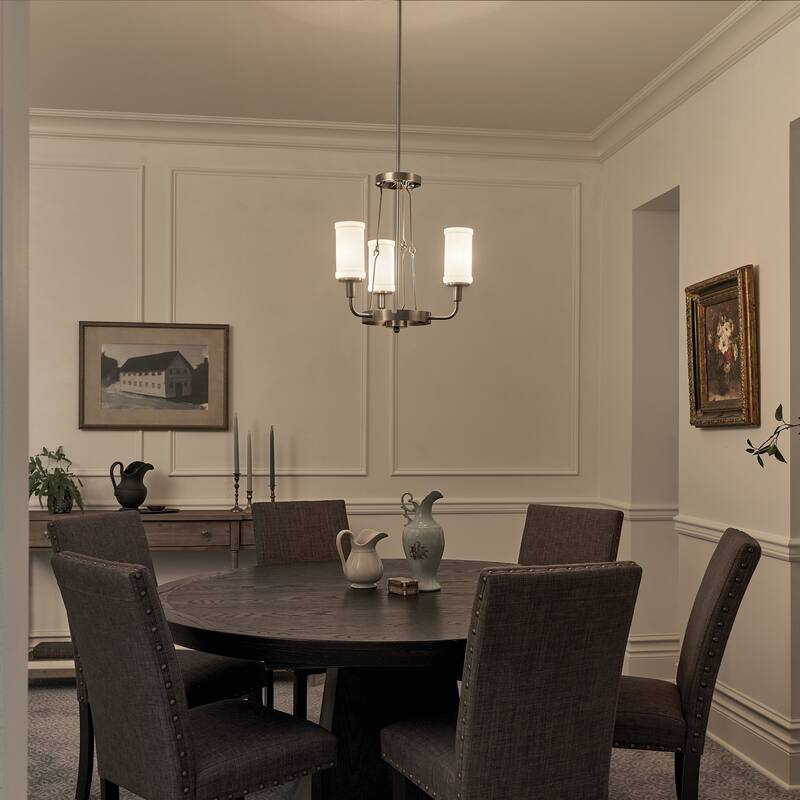 Kichler Lighting Vetivene 19 inch 3-Light Chandelier Classic Pewter with Opal Glass