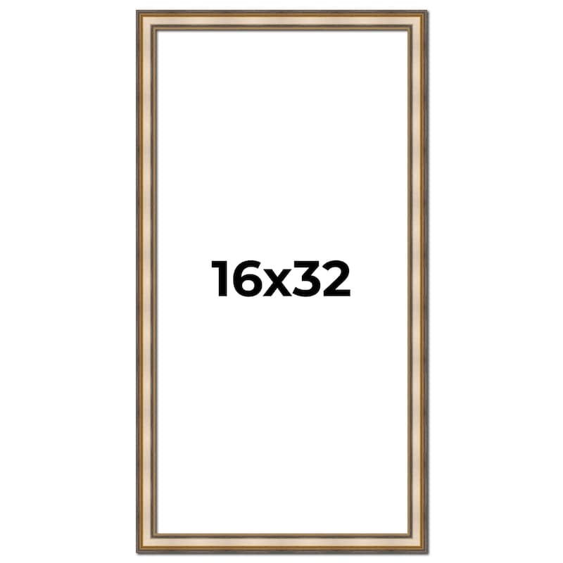 16x32 Frame Gold Solid Wood Shadow Box Width 1.5 Inches | Interior Frame Depth 2 3/8 Inches