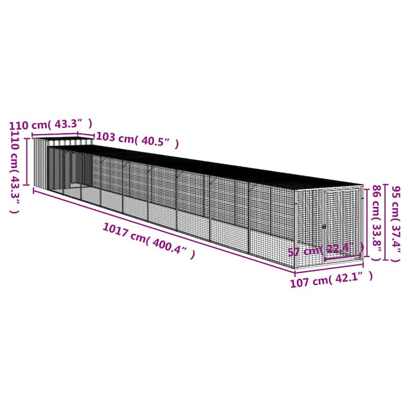 vidaXL Chicken Cage with Run Light Gray/Anthracite multisize Galvanized Steel