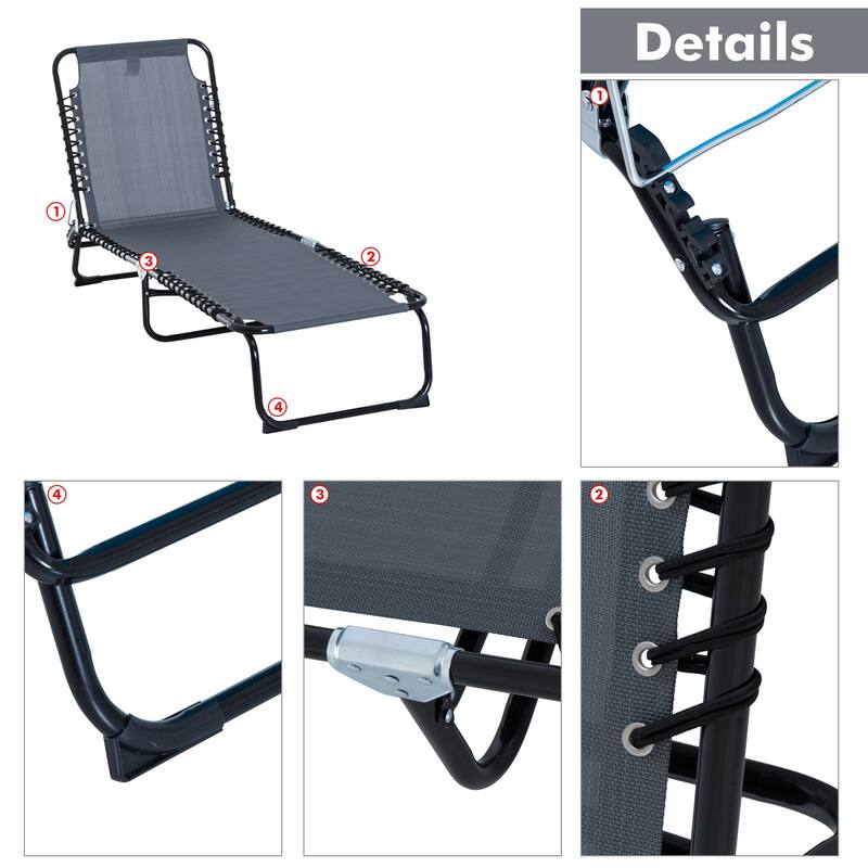 Outsunny Lightweight Reclining Grey Beach Chair