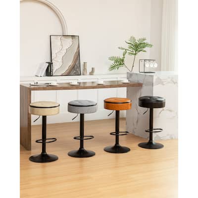 Round Storage Bar Stool Set of 2