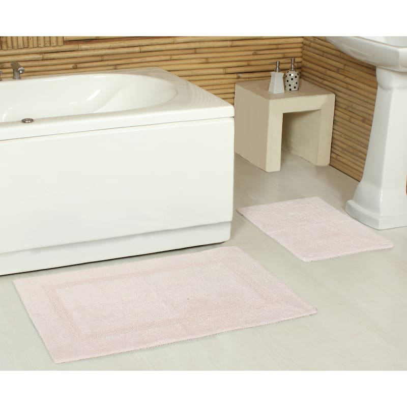 Fabstyles Basix Soft & Absorbent Reversible Cotton Bath Rug - 24 x 36 - Blush Pink