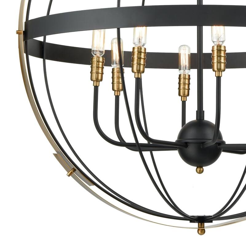 Caldwell 32-inch Wide 8-Light Chandelier in Matte Black - 32in W x 32in D x 33in H