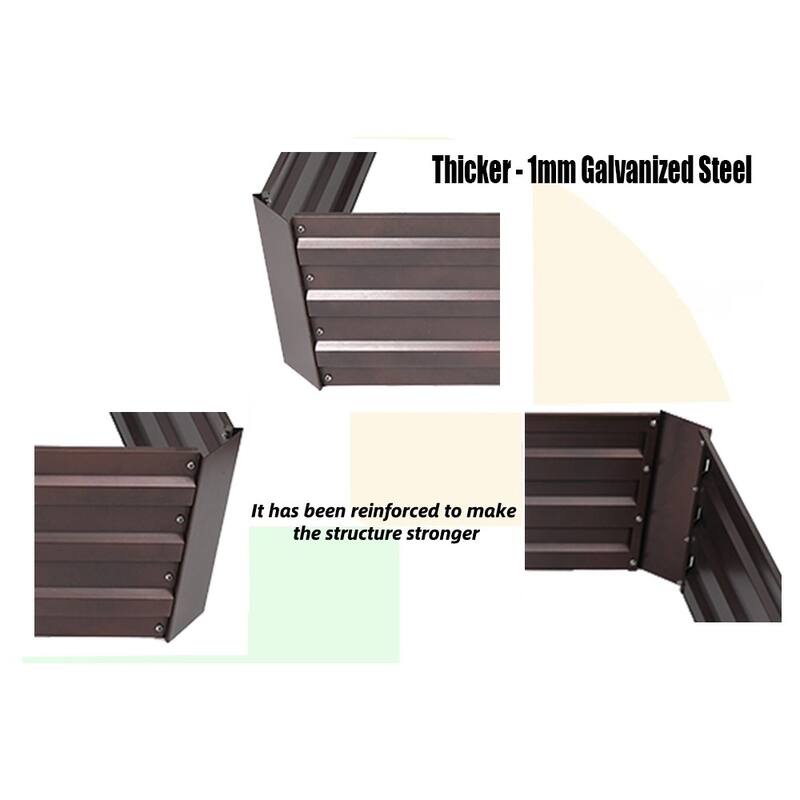 Brown Metal Rectangular Garden Bed Planter - 32" W x 20.2" D x 11.8" H