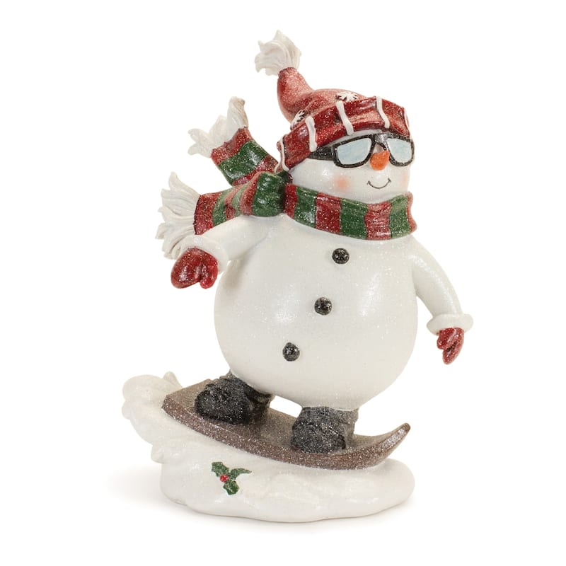 Snowman on Skis and Snowboard Christmas Figurines - 8" - Set of 6