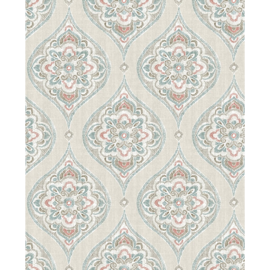 A-Street Prints Adele Teal Damask Wallpaper