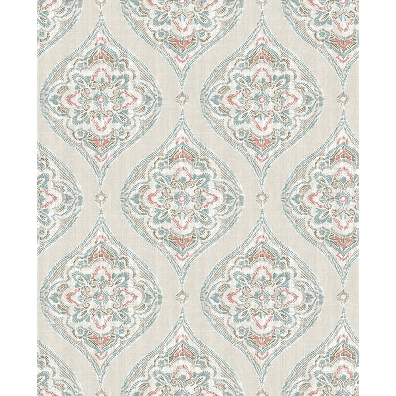 A-Street Prints Adele Teal Damask Wallpaper