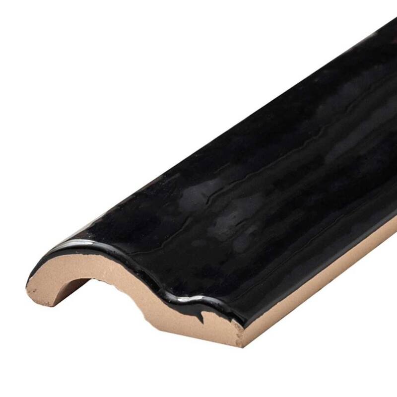 The Tile Life Talavera 2x6 Black Ceramic Chair Rail Wall Tile - 2 x 6 - 1 Piece