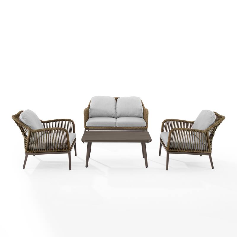 Haven 4-piece Outdoor Wicker Conversation Set - 85"D x 143"W x 29.75"H