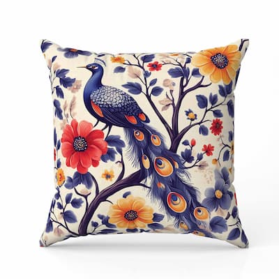Vibrant Vista Faux Suede Reversible Throw Pillow Blue and Orange