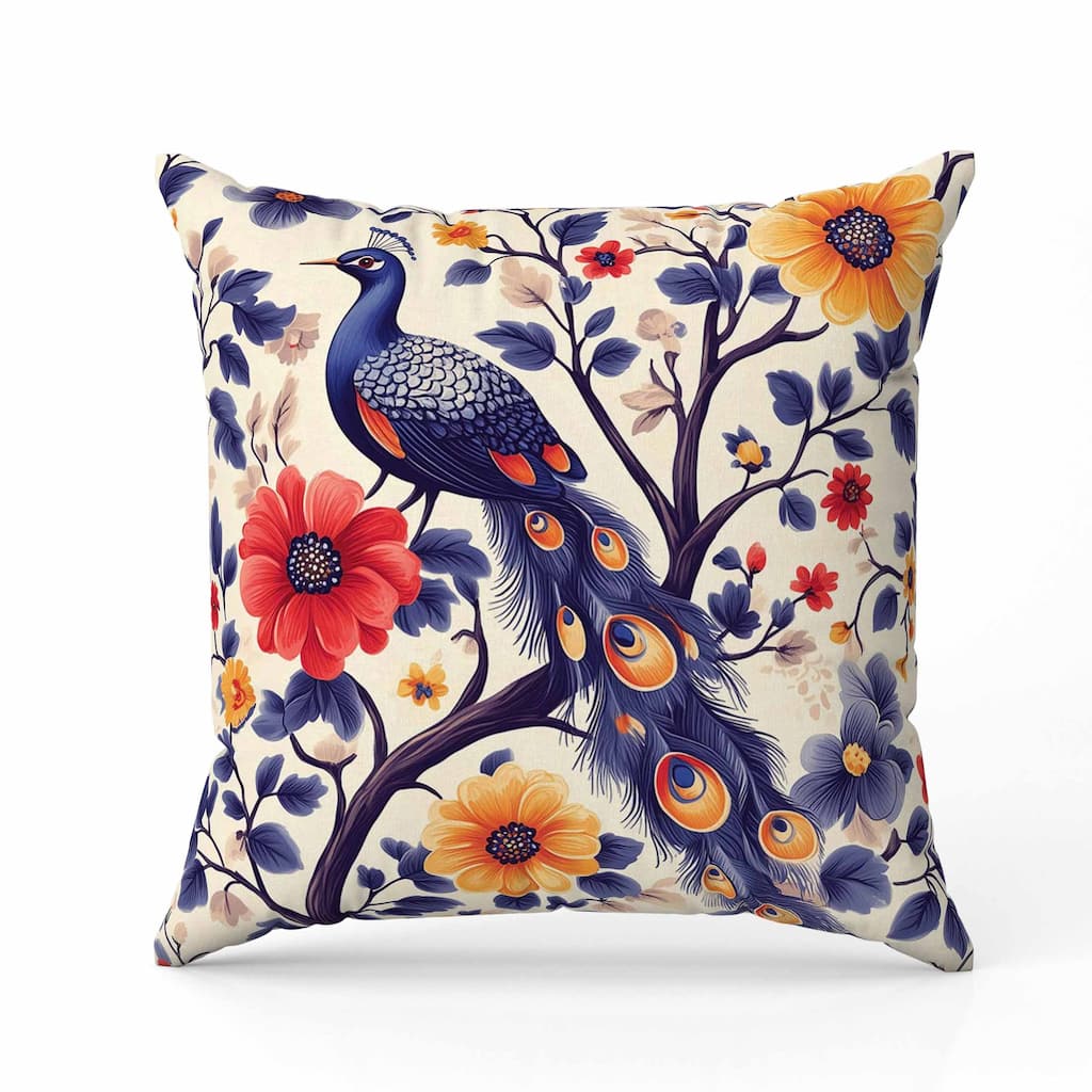 Vibrant Vista Indoor/Outdoor Reversible Throw Pillow Blue and Orange