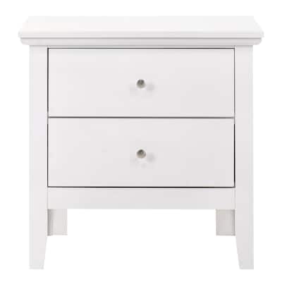 2-Drawer Wooden Nightstand - 24" - White