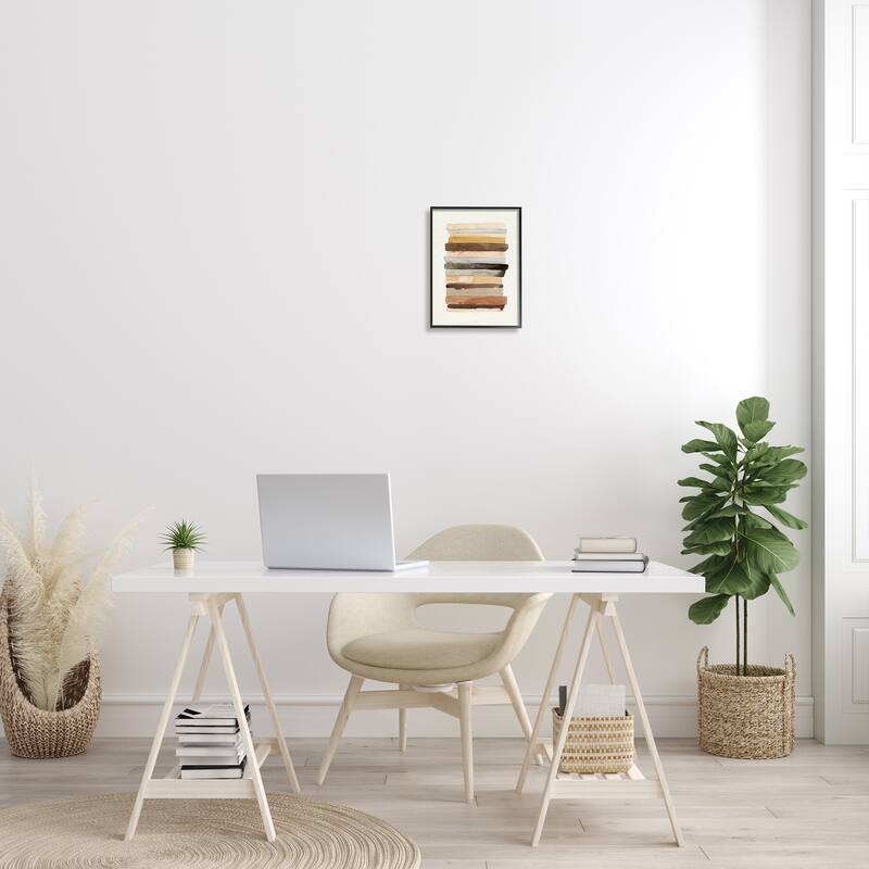 Stupell Modern Color Abstraction Layered Earth Tone Shapes Framed Wall Art - Brown