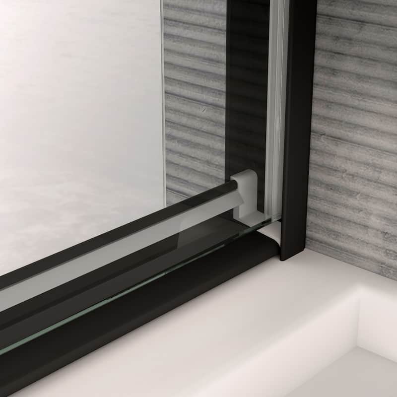 45''/54''W x 70'' H Glass Double Sliding Shower Door in Black/Chrome