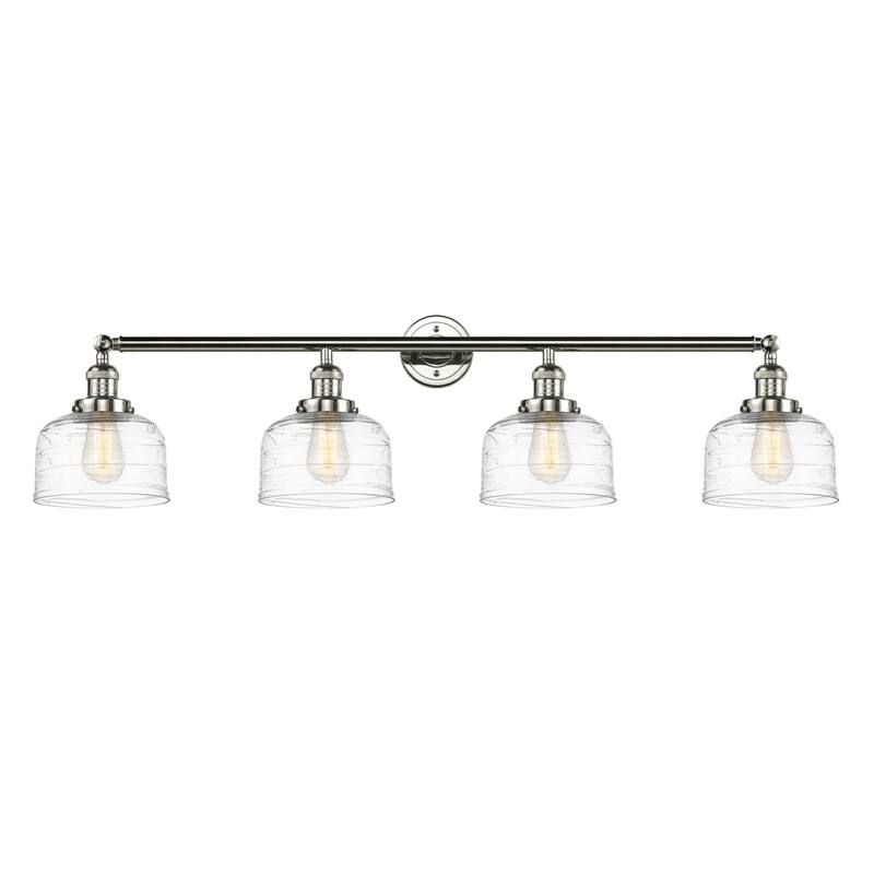 Innovations Lighting 215-10-44 Bell Vanity Bell 4 Light 44" Wide - Polished Nickel / Clear Deco Swirl