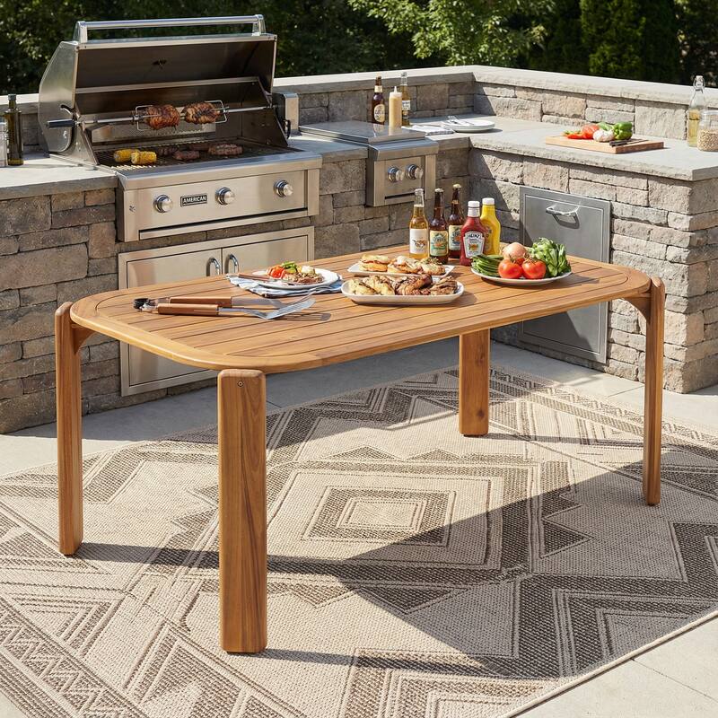 Scott Living Kaja Modern Outdoor Solid Wood Dining Table with Slat Top Design