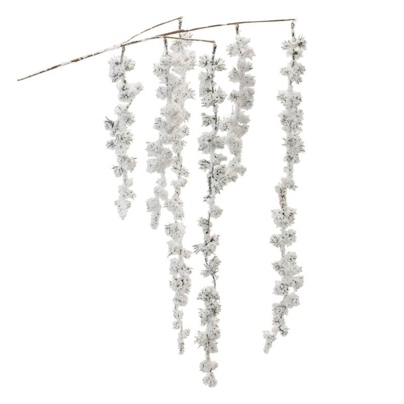 Snowy Pine Cluster Hanging Christmas Branch Spray - 25" - Set of 2