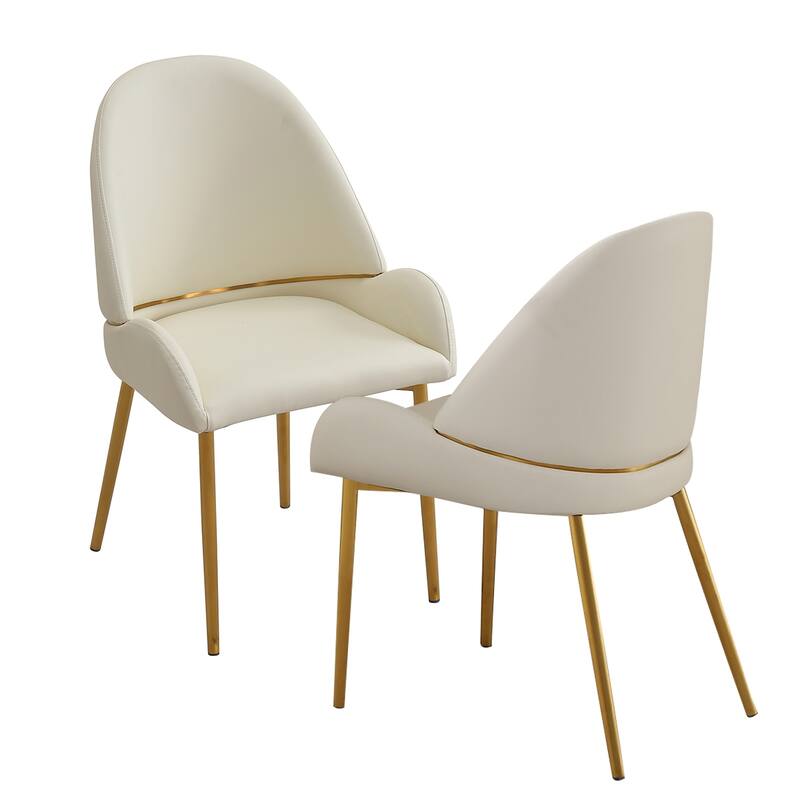 Dining Chair with PU Leather metal legs (Set of 2) - Beige