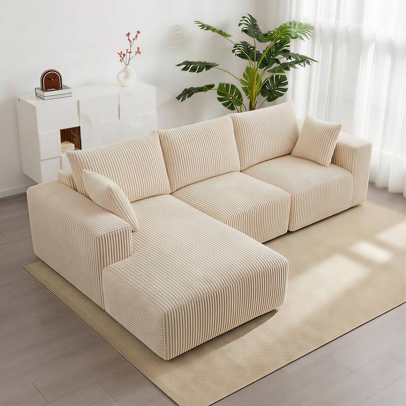 Modular Sectional Sofa, Cloud L-Shaped Couch with Deep Seats and Chaise, Upholstered Boneless Modular Couch