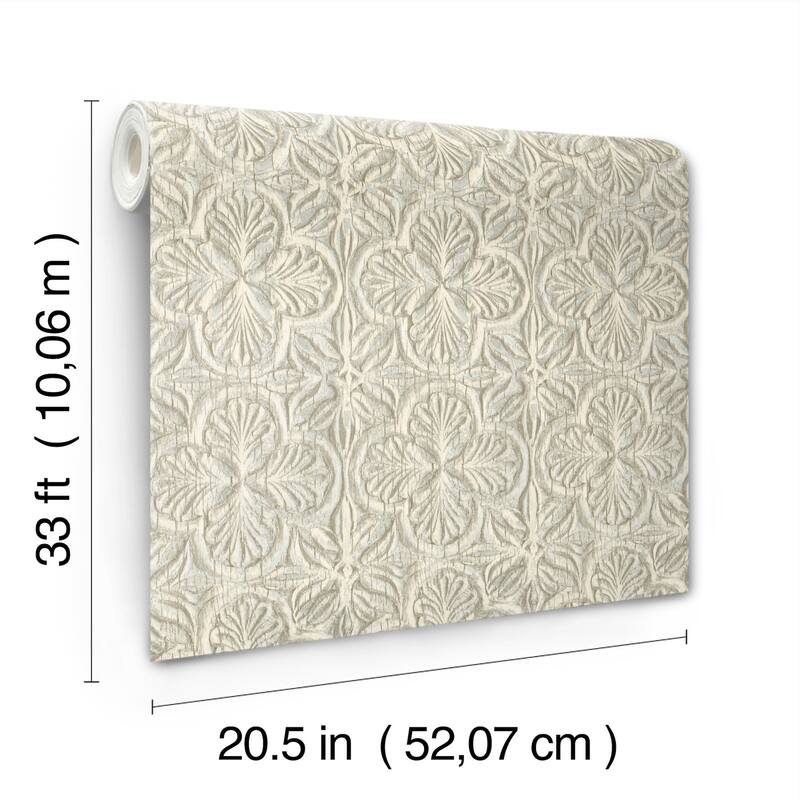 Chesapeake Karachi Aqua Wooden Damask Wallpaper