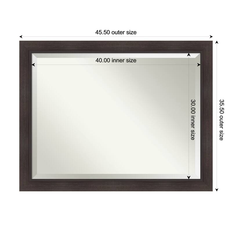 Sloped Beveled Framed Bathroom Vanity Wall Mirror - 46 x 36 in - Sloped Espresso
