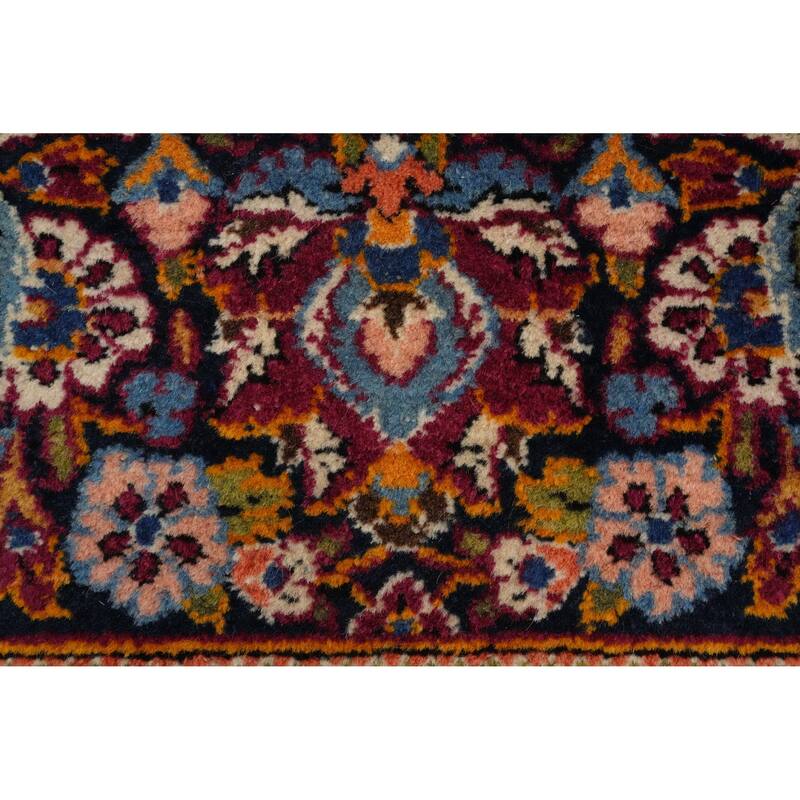 Hand Knotted Oriental 100% Wool Carpet Traditional Floral Red Kashan (Dabir) Area Rug - 6' 6'' X 4' 4''