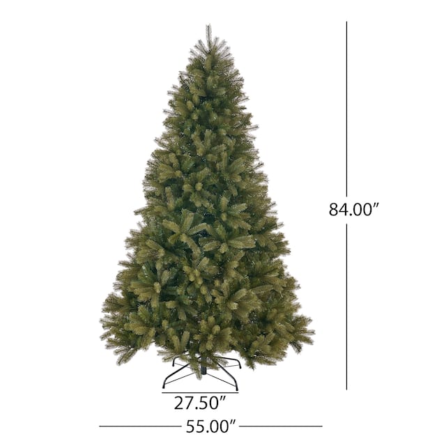 7-Foot Mixed Spruce Pre-Lit String Light or Unlit Hinged Artificial Christmas Tree by Christopher Knight Home