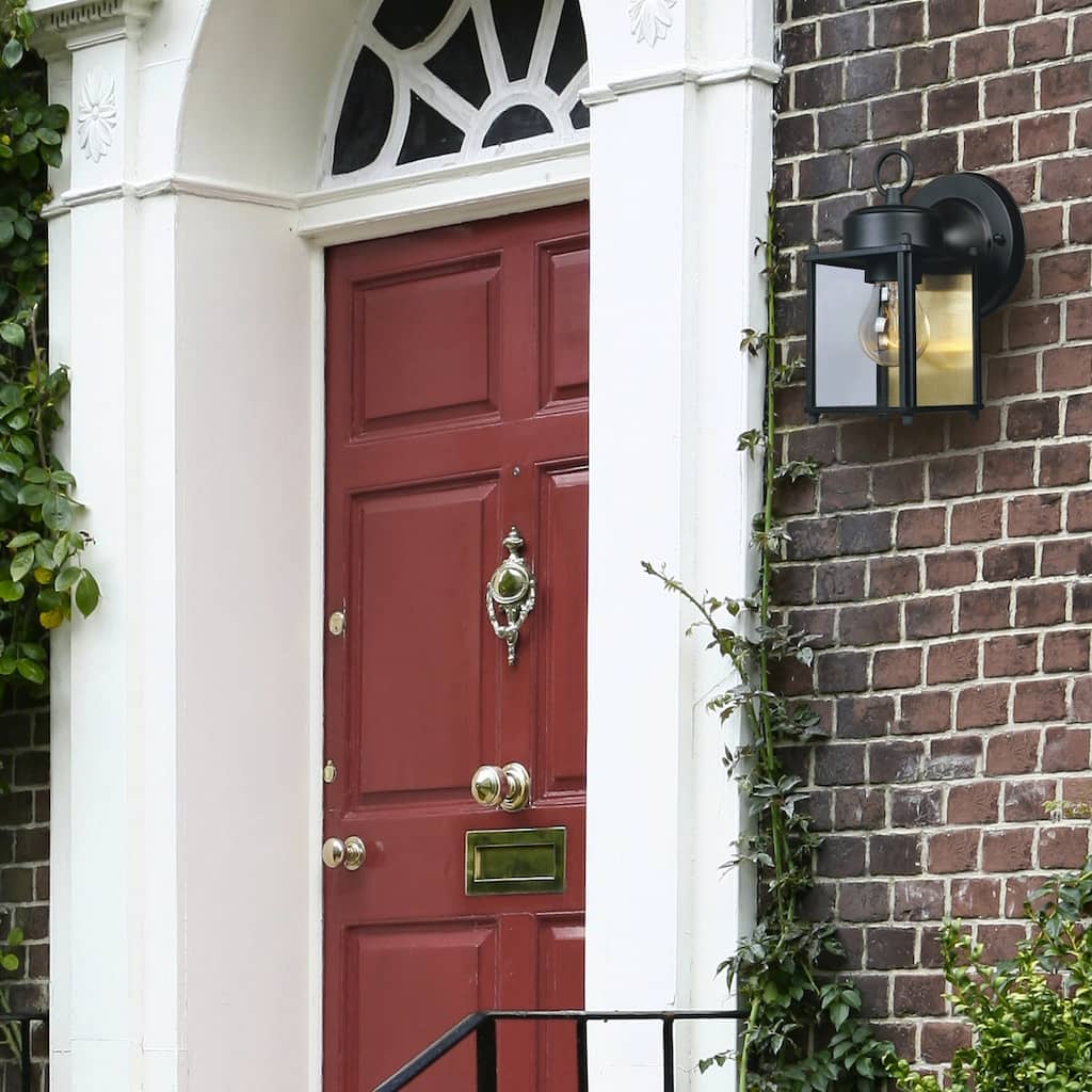 Black 1-Light Outdoor Line Voltage Hardwired Porch Light Wall Sconce