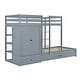preview thumbnail 6 of 7, Gray Twin-over-Twin Bunk Bed with Wardrobe, Drawers and Shelves