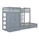 preview thumbnail 15 of 16, Twin-over-Twin Pine Wood Bunk Bed with Wardrobe, Drawers, and Shelves, Full-Length Guardrail