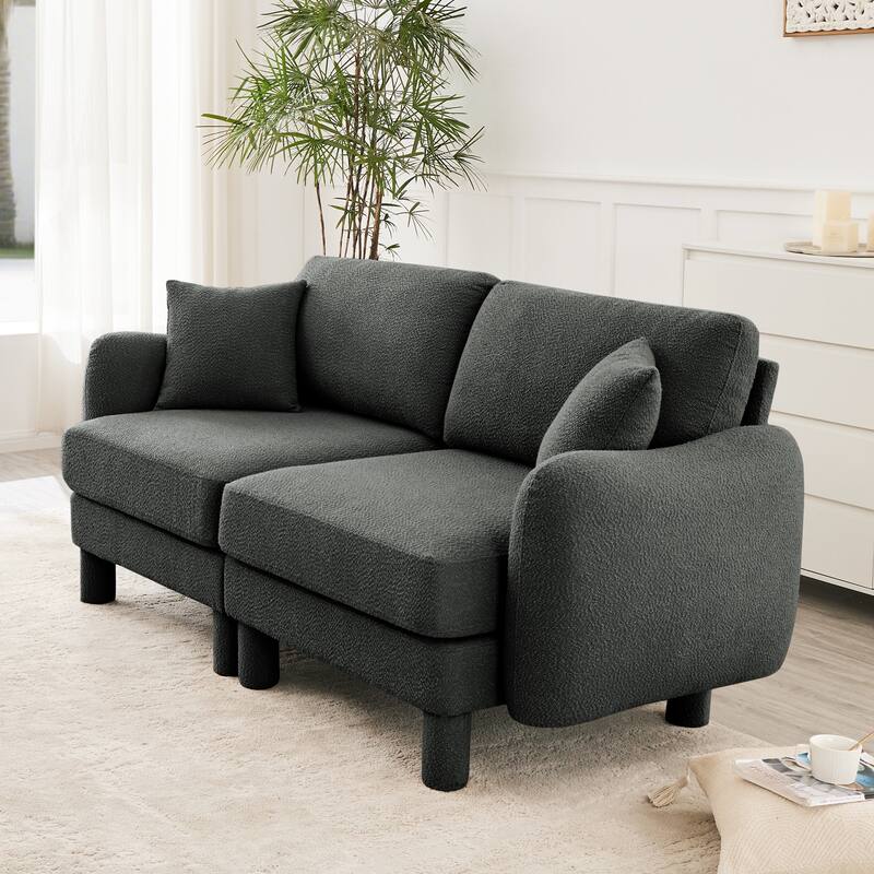 2-Seater Loveseat Sofa Couch with Shell-shaped Armrests, Chaise Lounge Sofa with Cylindrical Legs Wrapped