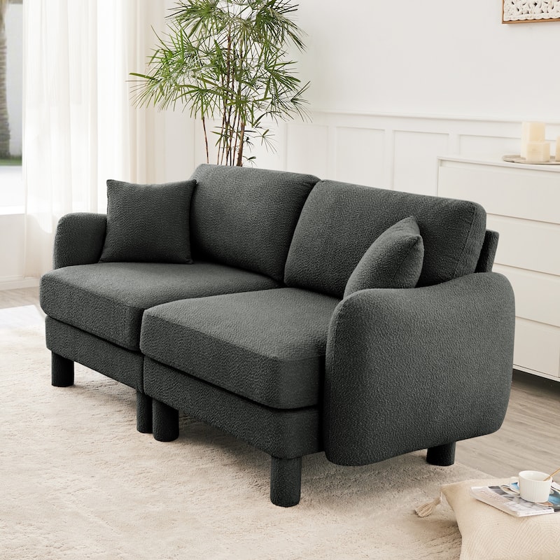 Loveseat Sofa, 78" 2-Seater Upholstered Couch Modern Sectional Couches with Shell-shaped Armrests for Living Room