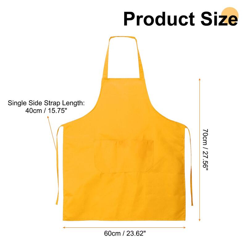 4pcs Bib Apron 70x60cm Unisex Restaurant Kitchen Cooking Aprons - 27.56" x 23.62" - Yellow