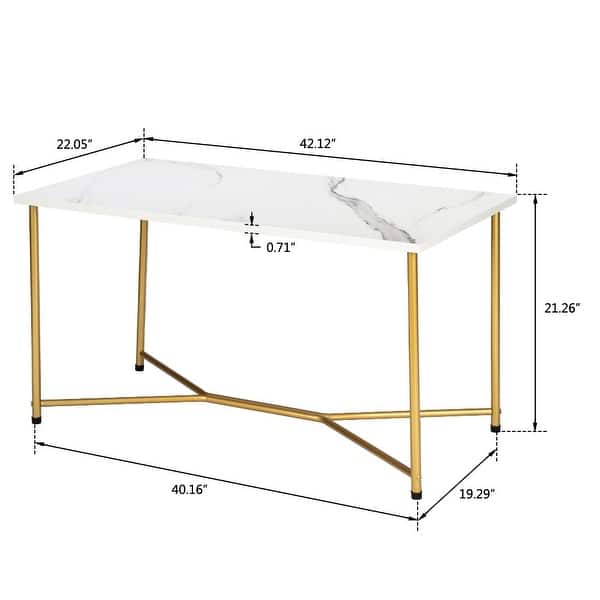 Mid Century Modern Rectangle Coffee Table Marble Gold - Bed Bath ...