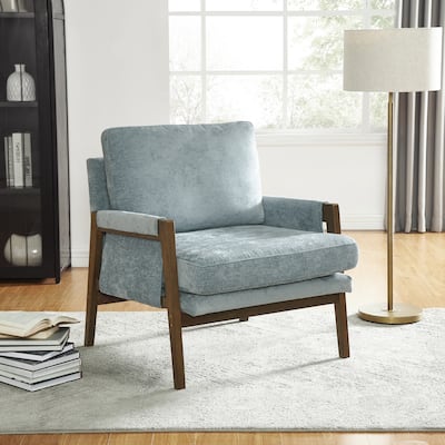 Blue Velvet Upholstered Accent chair Reading Chair Sofa Chair Armchair