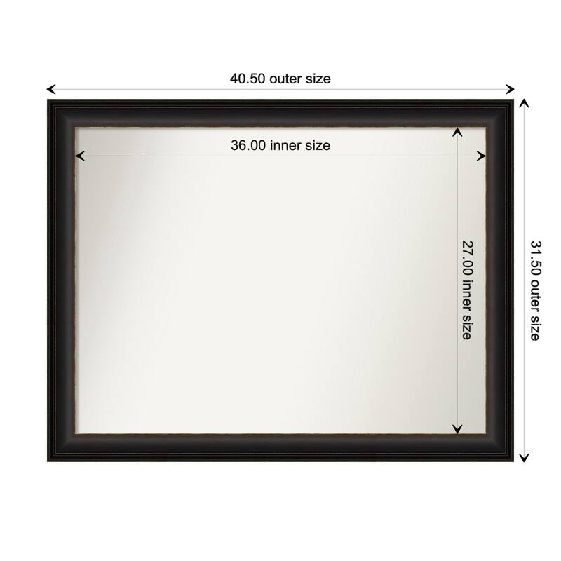 Trio Oil Rubbed Bronze Framed Non-Beveled Custom Wall Mirror, Bathroom Vanity Mirror - Outer Size: 40.5 x 31.5