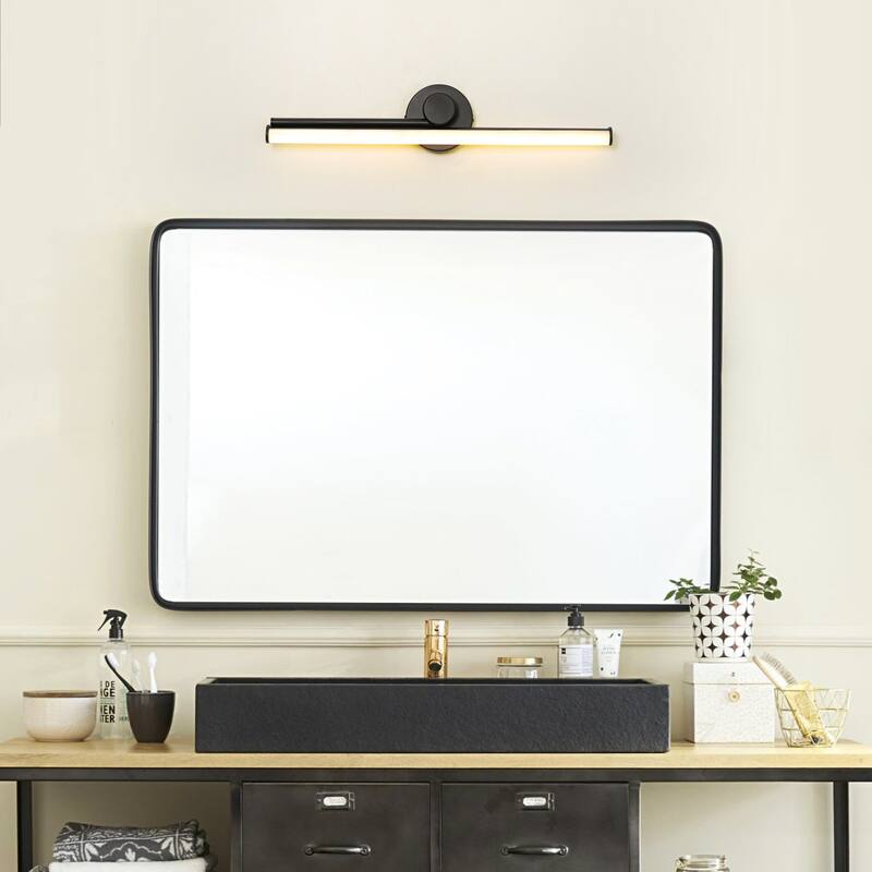 1-Light 23.8" W Modern Black Linear Metal Dimmbale Integrated LED Bathroom Vanity Mirror Light/Picture Light