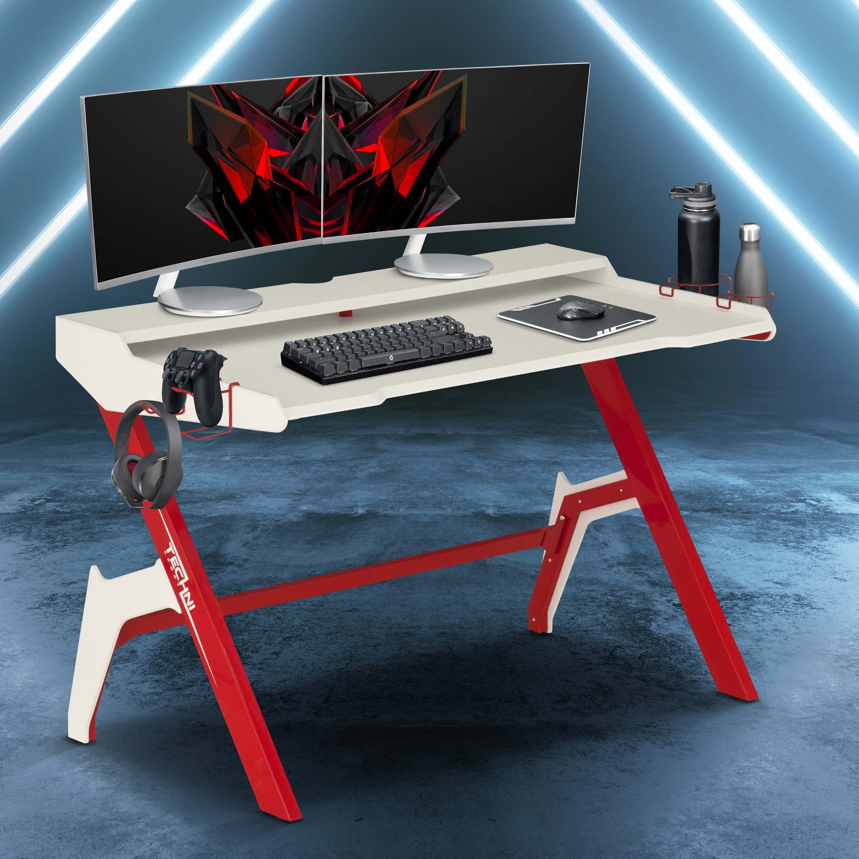 Homcom Gaming Computer Desk, Home Office Gamer Table Workstation
