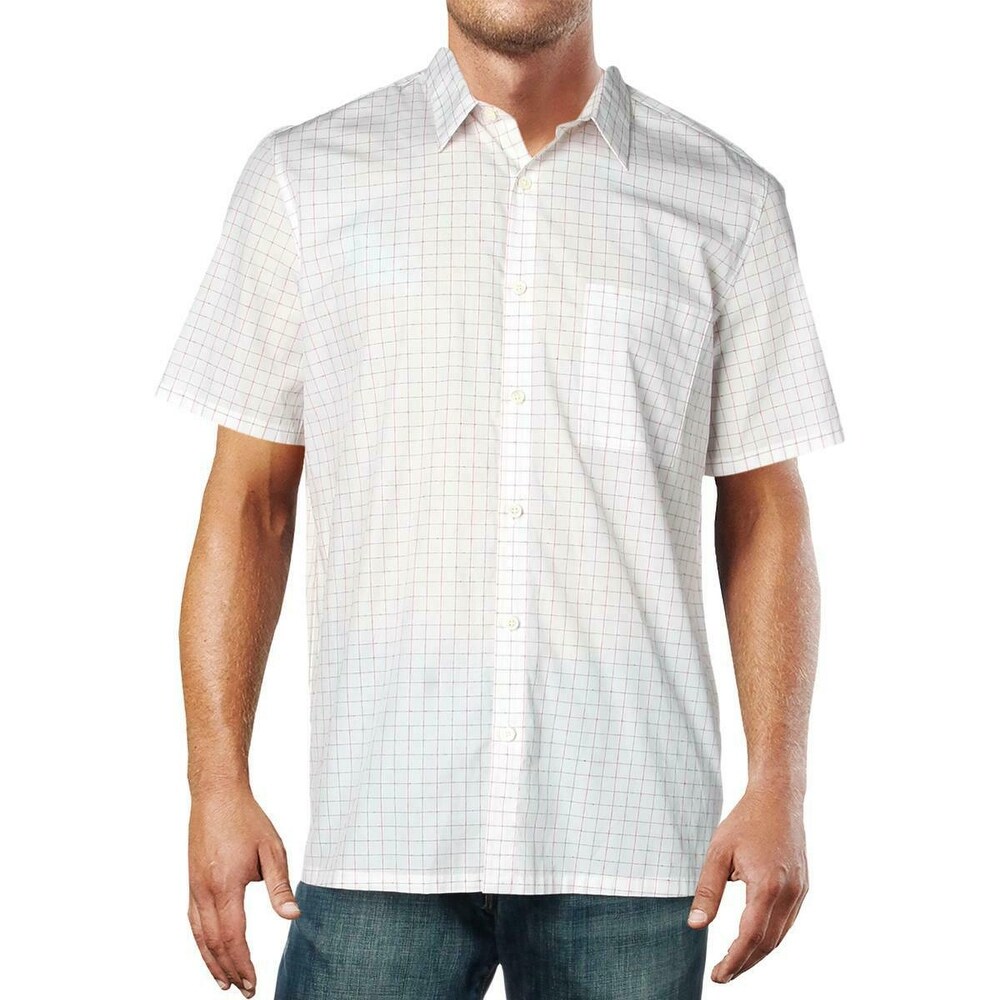 white polka dot button down shirt