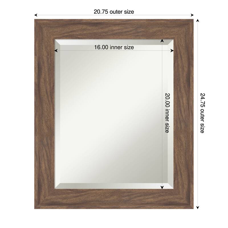 Pia Medium Brown Beveled Framed Wall Mirror - Pia Medium Brown - 21 x 25 in
