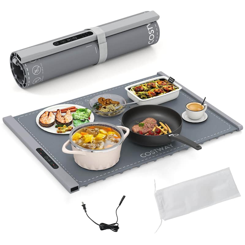 Costway Rollable & Portable Electric Warming Tray with Fasting Heating - See Details - Grey