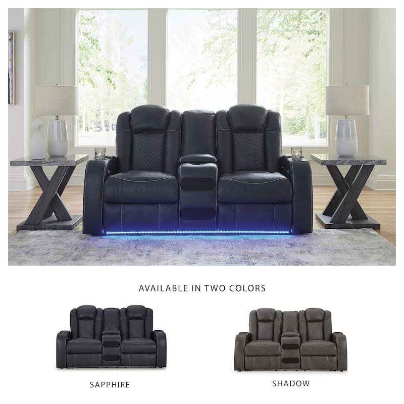 Signature Design by Ashley Fyne-Dyme Power Reclining Loveseat with Console - 74"W x 43"D x 43"H