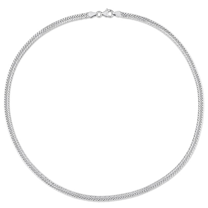 Miadora Sterling Silver Double Fancy Curb Link Necklace