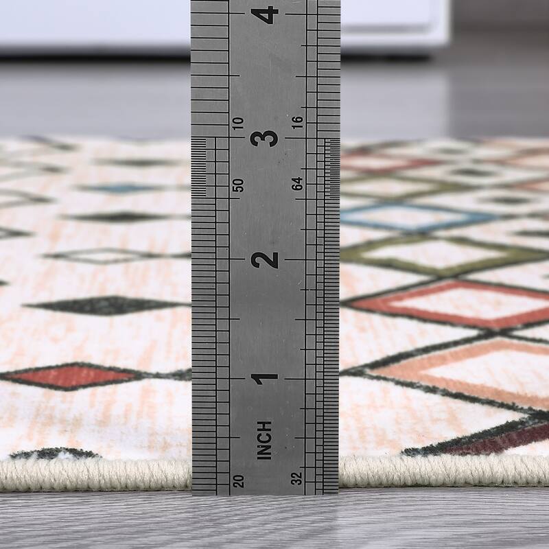 Garvee Boho Area Rug Geometric Printed Faux Wool Soft Floor Cover