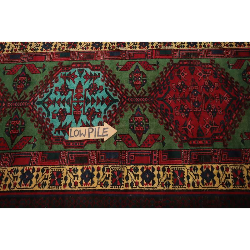 Hand Knotted Oriental 100% Wool Carpet Traditional Geometric Green Ardebil Runner Rug - 11' 2'' X 3' 4''