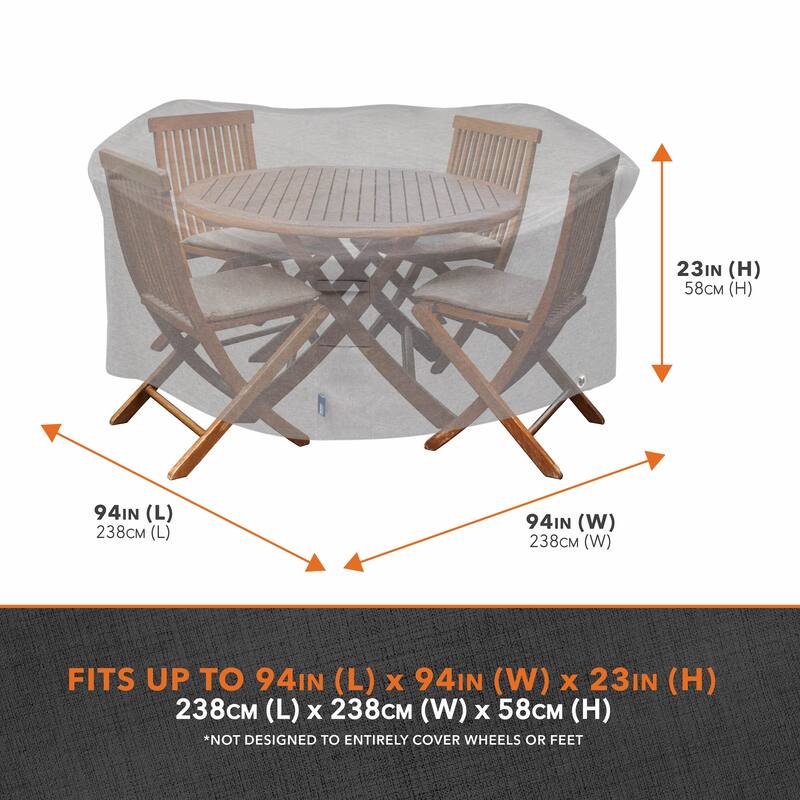 Modern Leisure Garrison Waterproof Table & Chair Cover, 94" Round, Granite - 94" x 94" x 23"