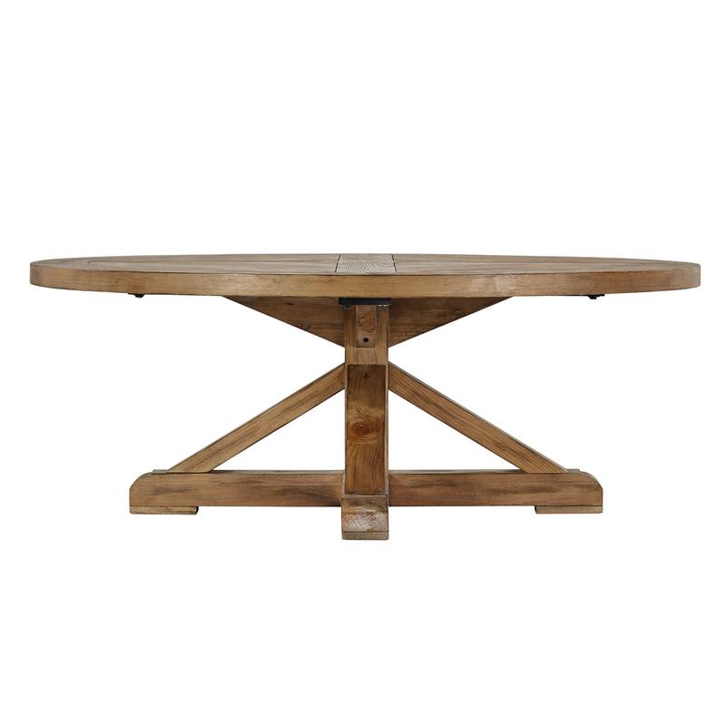 Benchwright Rustic X-base Round Pine Wood Coffee Table by iNSPIRE Q Artisan