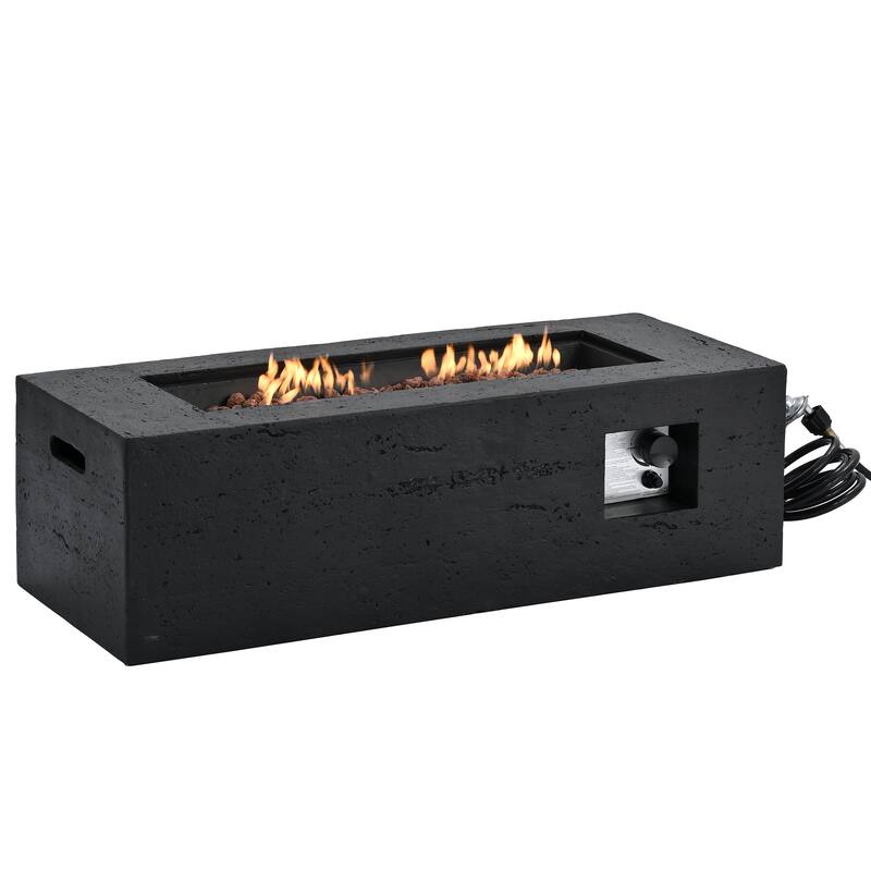 41.9" Outdoor Rectangular Propane Fire Pit 40000 BTU, Heater with Stainless Steel Burner and Free Lava Rocks, Waterproof Cover